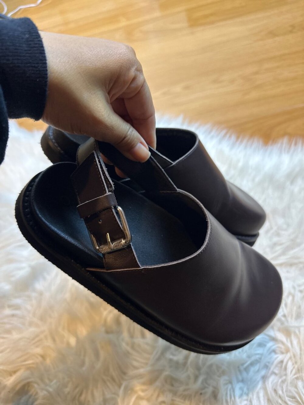 Pilcro Leather Mule Clogs Brown Size 36 Slip-On Back Strap Minimalist Boho - Picture 9 of 10